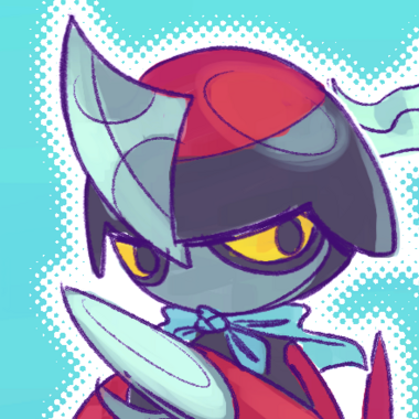 A Pawniard glares at the camera, looking cool. He wears a blue bandana like a cape.