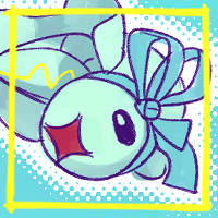 A Shiny Tynamo looks at you smugly. It wears a blue ribbon just behind their face. Image to be updated.
